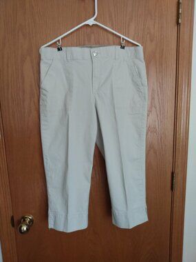 Gloria Vanderbilt Women’s Beige Cream Stretch Size 12 Capri Twill Pants Crop GUC